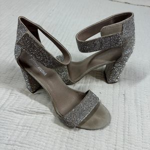 Jeffery Campbell Lindsay-JS Womens Embellished Rhinestone Block Heels Silver 9.5